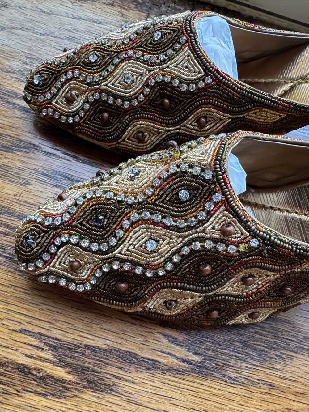 Lee Chung Gold Beaded Women's Slip-On Mules - Picture 2 of 9